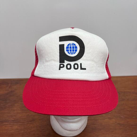 Vintage‎ POOL Globe Logo Red Foam Front Snapback Trucker Hat Uni-Sports Hawaii - Picture 1 of 6